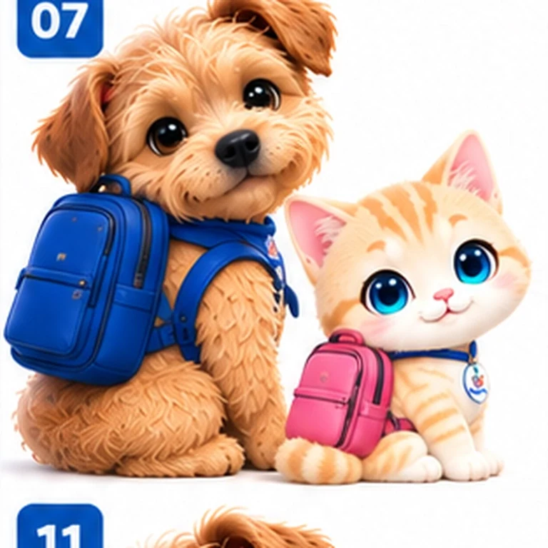 青とピンクのリュックを背負ったフィリアとAIにゃん
