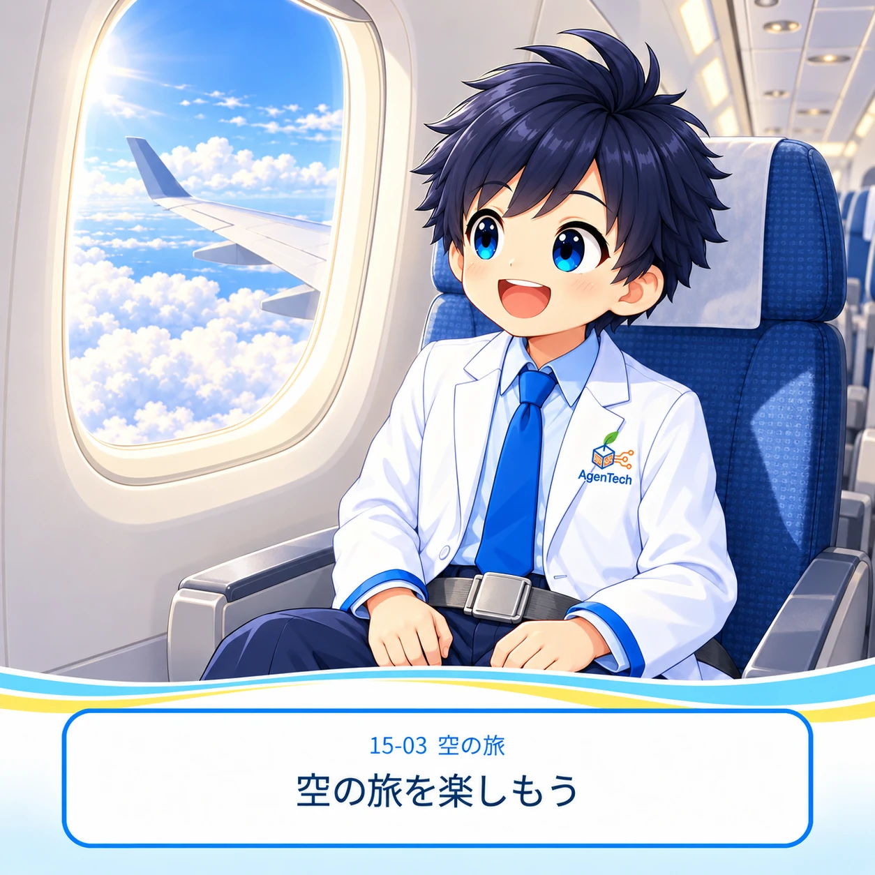 15-03 飛行機の窓辺で過ごすエージェン
